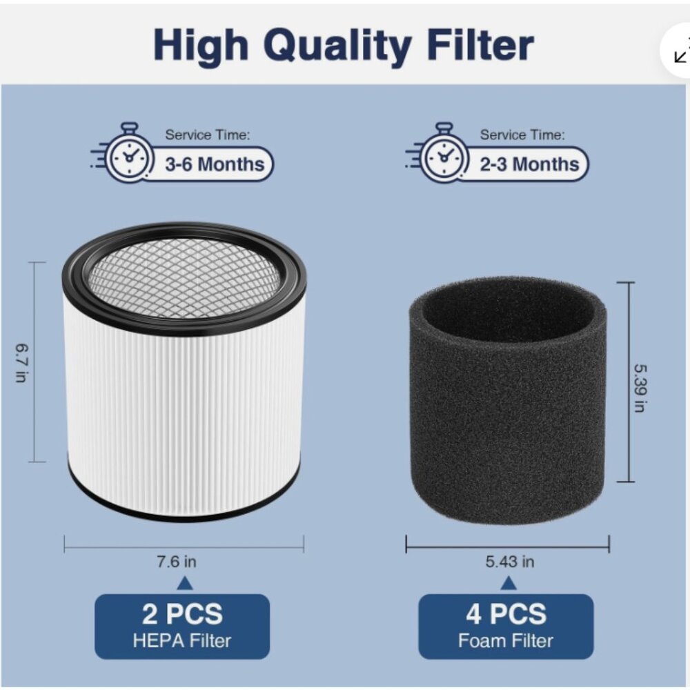 Cabiclean Foam Sleeve Filter for Shop-Vac 90304, 90350, 90333 Wet/Dry Vacuum 2Pc - Picture 7 of 10